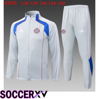 Ensemble Veste Survetement de Foot Bayern Munich Enfant Gris 2025/2026