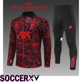 Ensemble Survetement de Foot FC Liverpool Enfant Rouge Noir 2025/2026