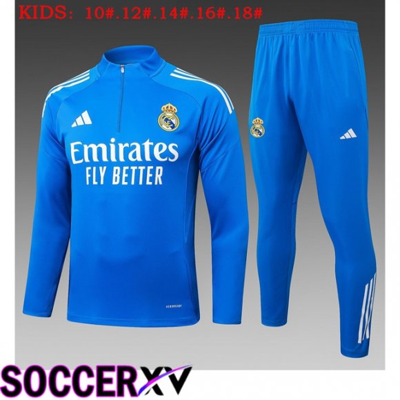 Ensemble Survetement de Foot Real Madrid Enfant Bleu 2025/2026
