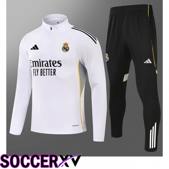 Ensemble Survetement de Foot Real Madrid Enfant Blanc 2025/2026