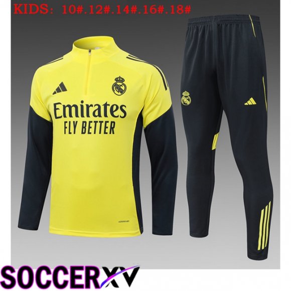Ensemble Survetement de Foot Real Madrid Enfant Jaune 2025/2026