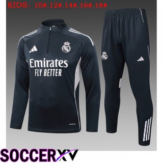 Ensemble Survetement de Foot Real Madrid Enfant Gris 2025/2026