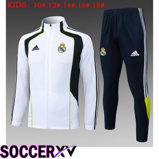 Ensemble Veste Survetement de Foot Real Madrid Enfant Blanc 2025/2026