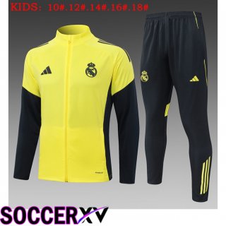 Ensemble Veste Survetement de Foot Real Madrid Enfant Jaune 2025/2026