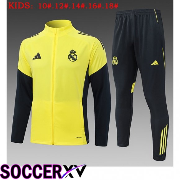 Ensemble Veste Survetement de Foot Real Madrid Enfant Jaune 2025/2026