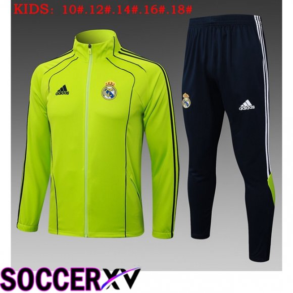 Ensemble Veste Survetement de Foot Real Madrid Enfant Vert 2025/2026