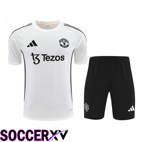 Ensemble Training T-Shirts Manchester United + Shorts Blanc 2025/2026
