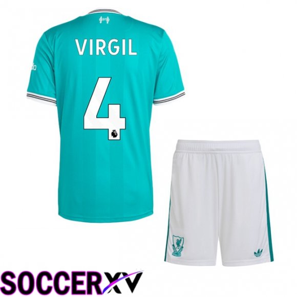Maillot de Foot FC Liverpool (VIRGIL 4) Enfant Third Vert 2025/2026