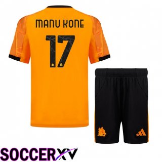 Maillot de Foot AS Roma (MANU KONE 17) Enfant Exterieur Jaune 2025/2026