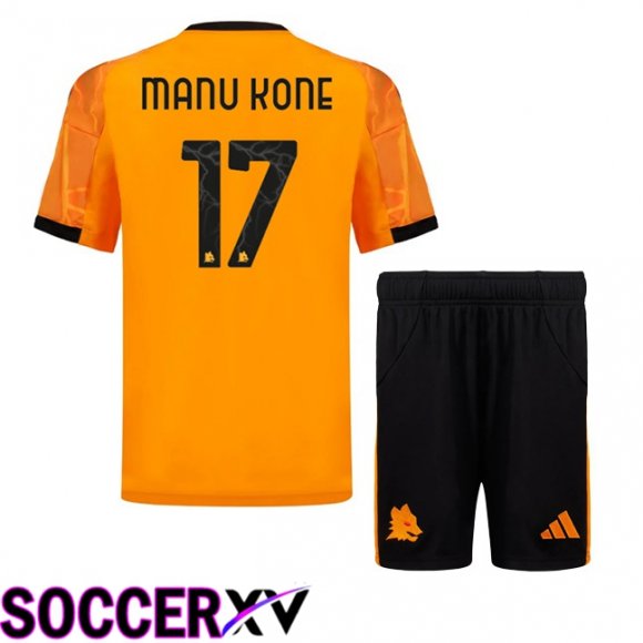 Maillot de Foot AS Roma (MANU KONE 17) Enfant Exterieur Jaune 2025/2026