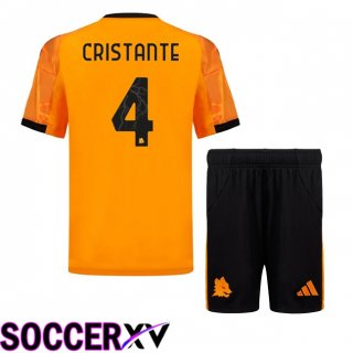 Maillot de Foot AS Roma (CRISTANTE 4) Enfant Exterieur Jaune 2025/2026