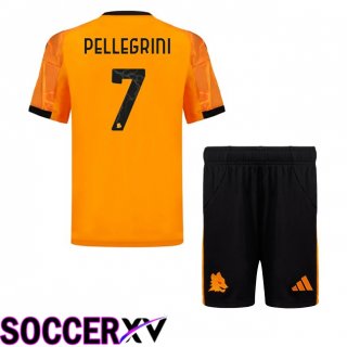 Maillot de Foot AS Roma (PELLEGRINI 7) Enfant Exterieur Jaune 2025/2026