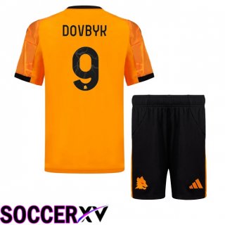 Maillot de Foot AS Roma (DOVBYK 9) Enfant Exterieur Jaune 2025/2026