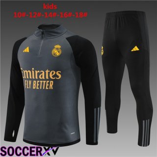 Real Madrid Kids Training Tracksuit Suit Black 2023/2024