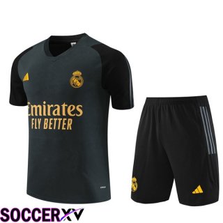 Real Madrid Training T Shirt + Shorts Grey 2023/2024