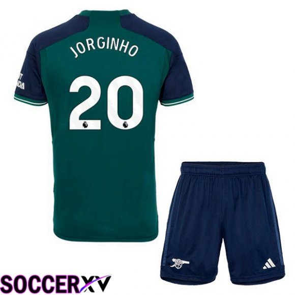 Arsenal (JORGINHO 20) Kids Soccer Jersey Third Green 2023/2024