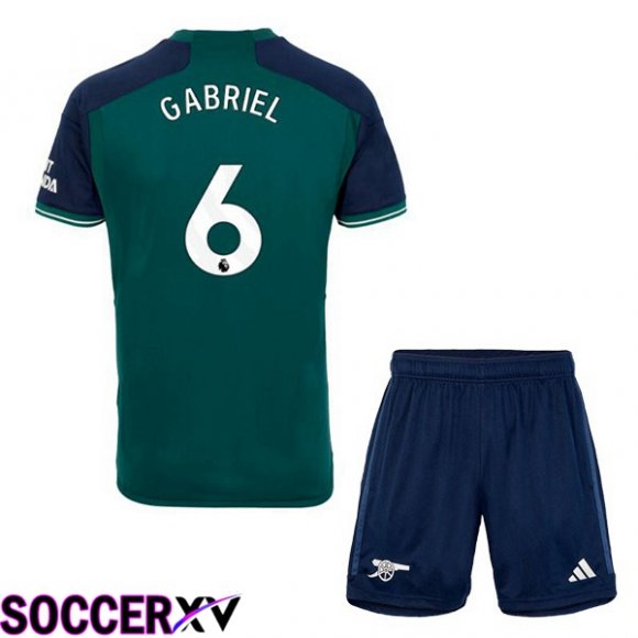 Arsenal (GABRIEL 6) Kids Soccer Jersey Third Green 2023/2024