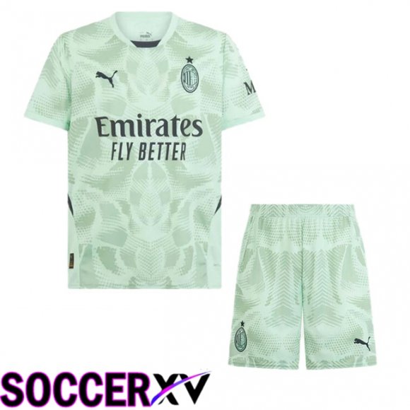 AC Milan Kids Goalkeeper Soccer Jersey Green 2024/2025