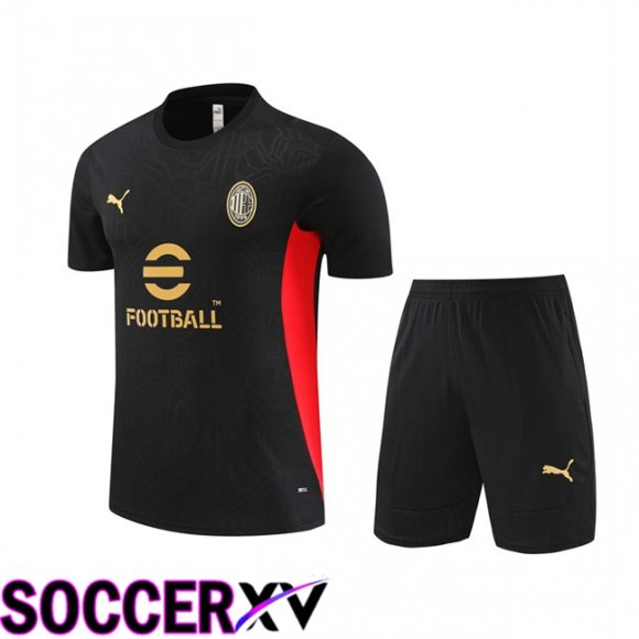 AC Milan kit Training T Shirt + Shorts Black 2024/2025