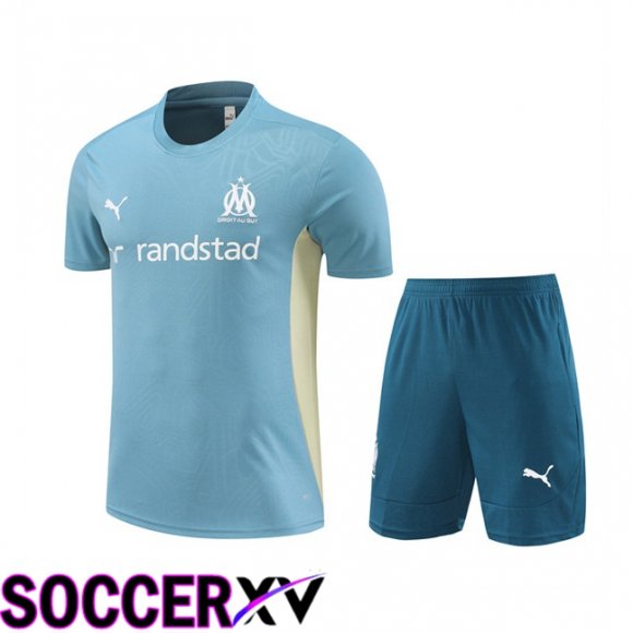 Marseille OM kit Training T Shirt + Shorts Blue 2024/2025