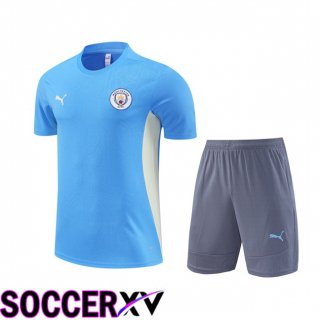 Manchester City kit Training T Shirt + Shorts Blue 2024/2025