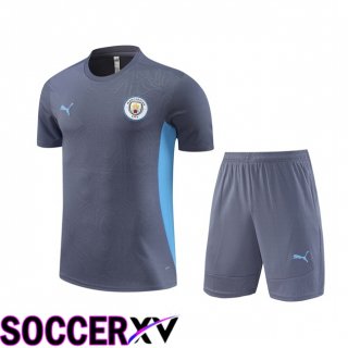 Manchester City kit Training T Shirt + Shorts Grey 2024/2025