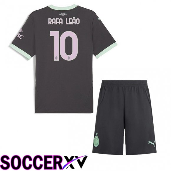 AC Milan (Rafa Leão 10) Kids Third Soccer Jersey Black 2024/2025