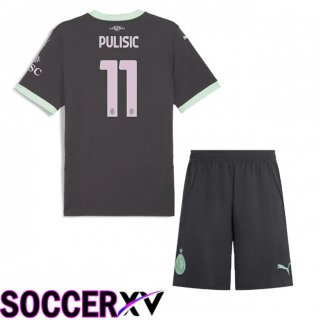 AC Milan (Pulisic 11) Kids Third Soccer Jersey Black 2024/2025