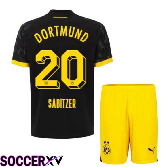 Dortmund BVB (Sabitzer 20) Kids Soccer Jersey Away Black 2023/2024