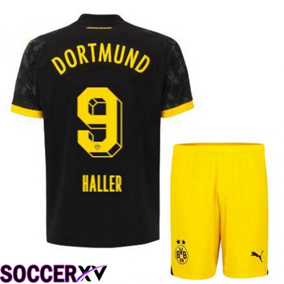 Dortmund BVB (Haller 9) Kids Soccer Jersey Away Black 2023/2024