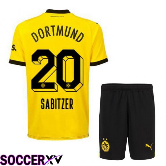 Dortmund BVB (Sabitzer 20) Kids Soccer Jersey Home Yellow Black 2023/2024