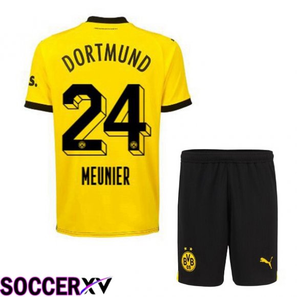 Dortmund BVB (Meunier 24) Kids Soccer Jersey Home Yellow Black 2023/2024