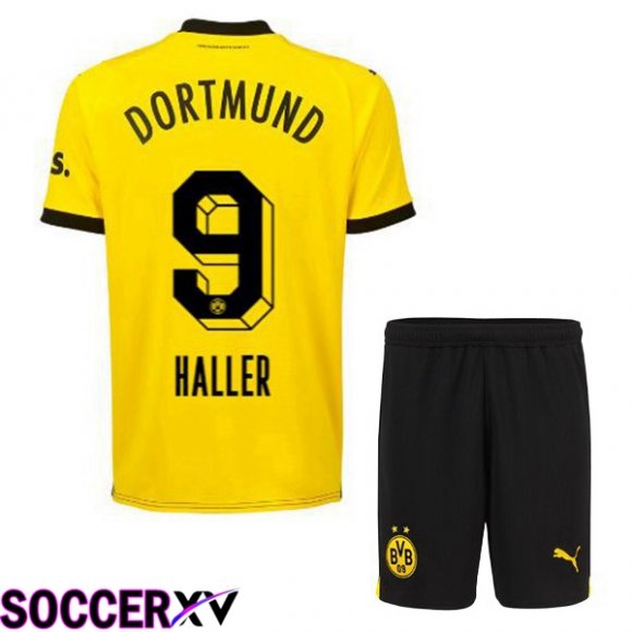 Dortmund BVB (Haller 9) Kids Soccer Jersey Home Yellow Black 2023/2024