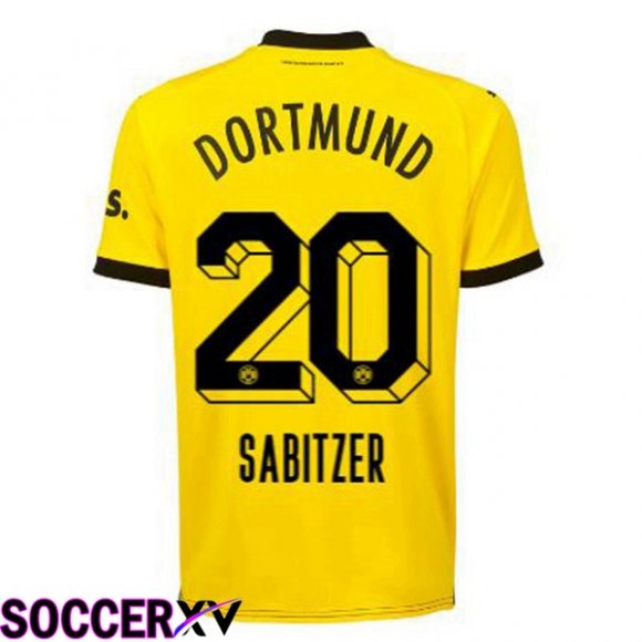 Dortmund BVB (Sabitzer 20) Soccer Jersey Home Yellow Black 2023/2024