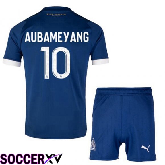 Marseille OM (AUBAMEYANG 10) Kids Soccer Jersey Away Blue 2023/2024