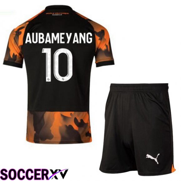 Marseille OM (AUBAMEYANG 10) Kids Soccer Jersey Third Black Yellow 2023/2024