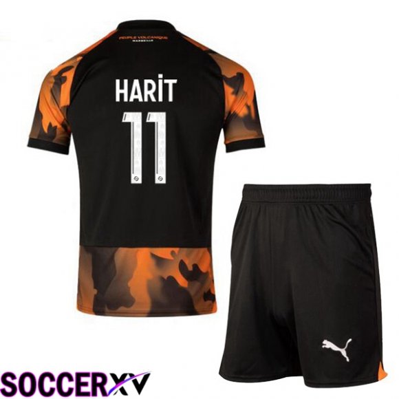 Marseille OM (HARIT 11) Kids Soccer Jersey Third Black Yellow 2023/2024