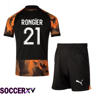 Marseille OM (RONGIER 21) Kids Soccer Jersey Third Black Yellow 2023/2024