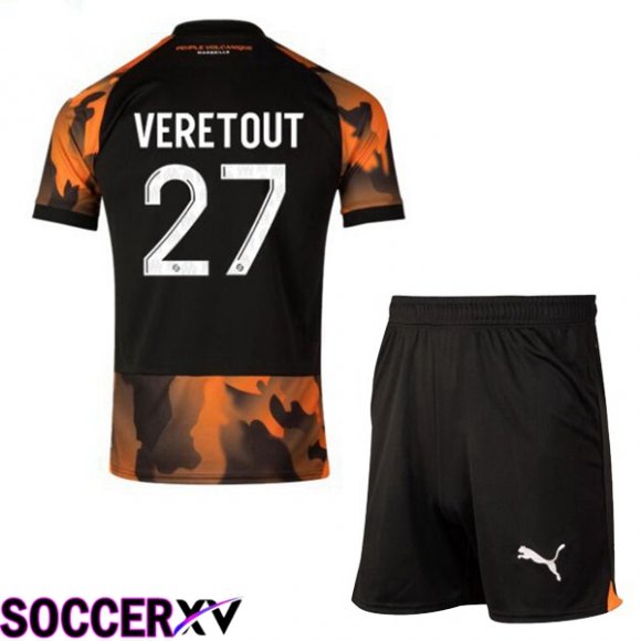 Marseille OM (VERETOUT 27) Kids Soccer Jersey Third Black Yellow 2023/2024