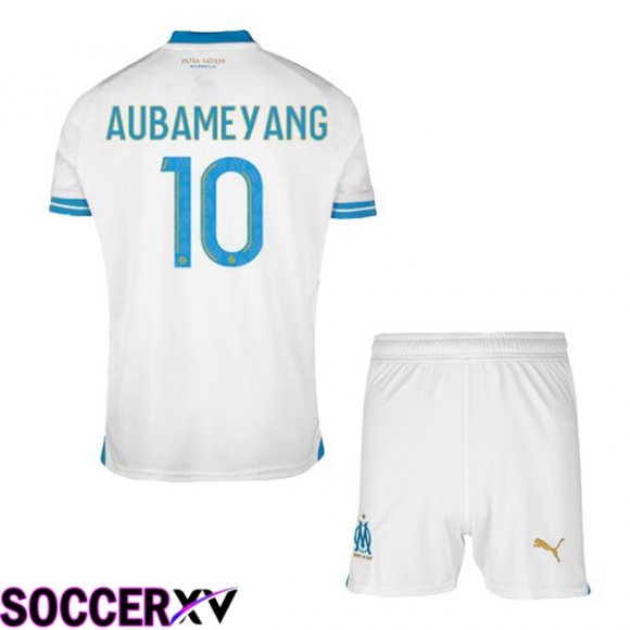 Marseille OM (AUBAMEYANG 10) Kids Soccer Jersey Home White 2023/2024