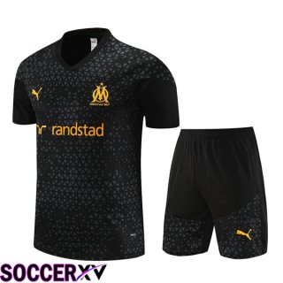 Marseille OM Training T Shirt + Shorts Black 2023/2024