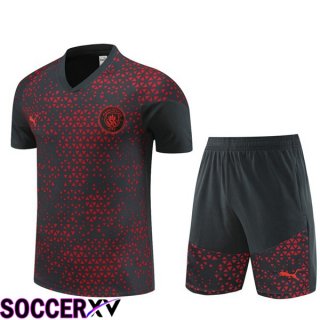 Manchester City Training T Shirt + Shorts Red Black 2023/2024