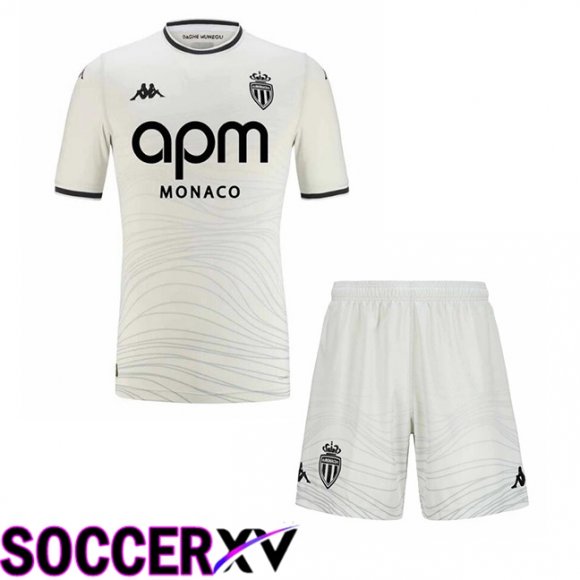 AS Monaco Kids Third Soccer Jersey White 2024/2025