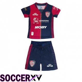 Cagliari Calcio Kids Home Soccer Jersey Blue Red 2024/2025