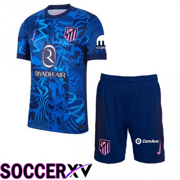 Atletico Madrid Kids Third Soccer Jersey Blue 2024/2025