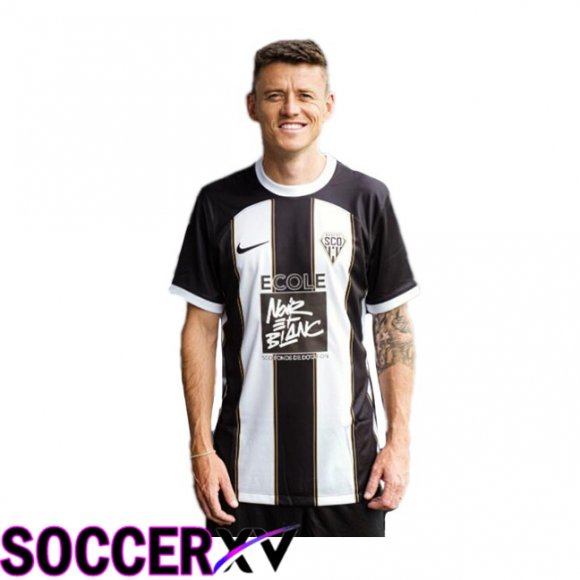 Angers SCO Home Soccer Jersey Black White 2024/2025