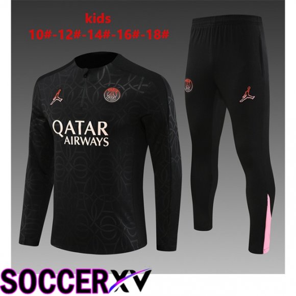 Paris PSG Kids kit Training Tracksuit Black 2024/2025