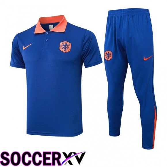 Netherlands Soccer Polo + Training Pants Blue 2024/2025