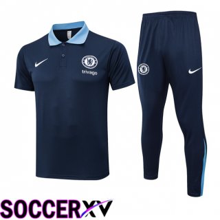 FC Chelsea Soccer Polo + Training Pants Blue Royal 2024/2025