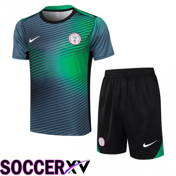 Nigeria kit Training T Shirt + Shorts Green Black 2024/2025